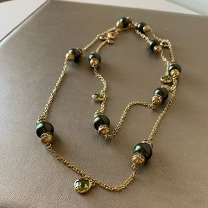 Long Necklace with Pearls, Baubles and Crystals